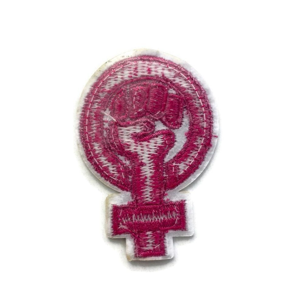 Pink Feminist Power Embroidered Patch - Picture 3 of 3